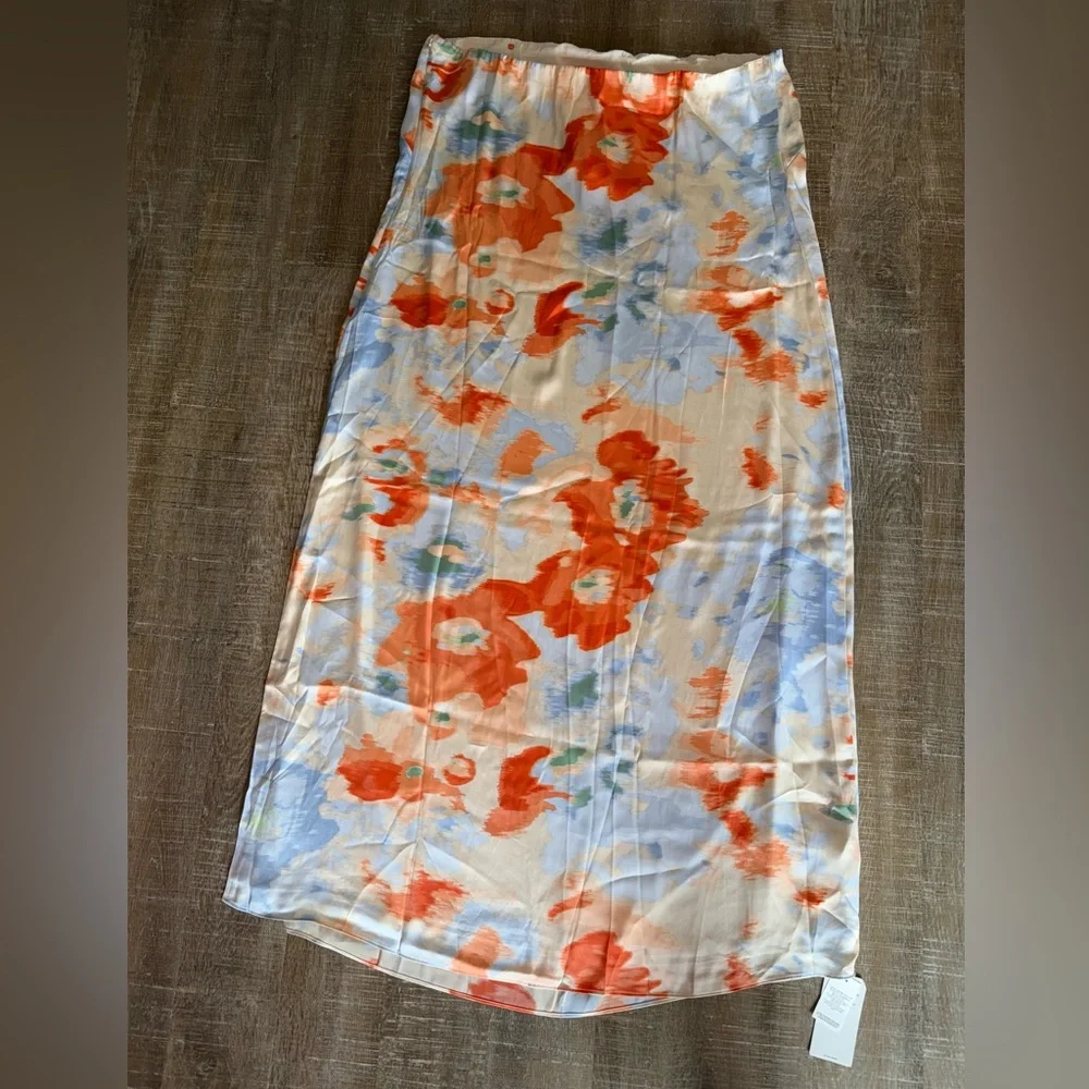 Abercrombie & Fitch Strapless Maxi Dress in Peach, Orange, Light Blue
